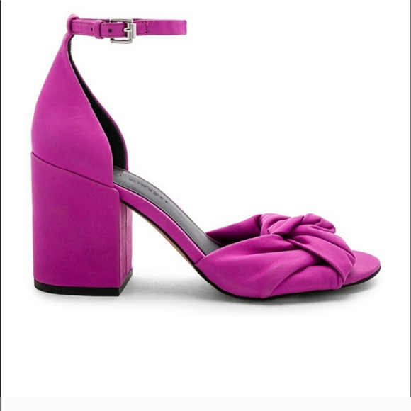 fuchsia block heel sandals